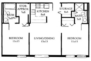 Two Bedroom 765 Square Feet