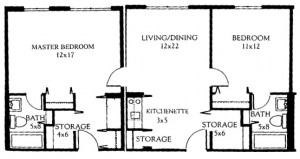 Two Bedroom Combo 815 Square Feet